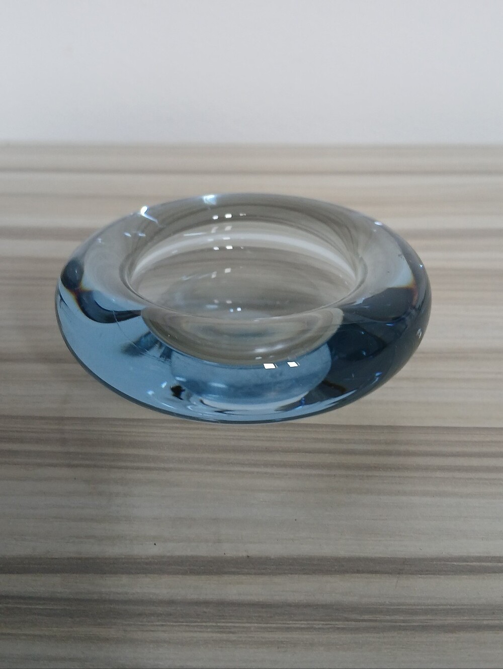 Vintage MCM Holmegaard Per Lutken Signed 4" Blue Art Glass Bowl Denmark